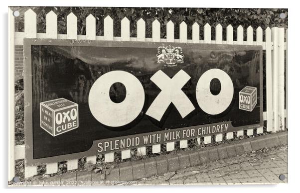 Enamel Advertising Sign for Oxo Cube - Splendid with Milk for Children Acrylic by John Gilham
