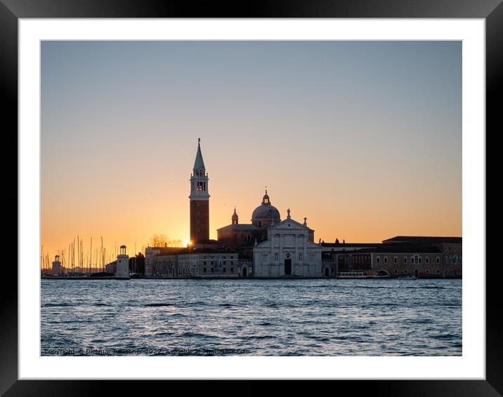 San Giorgio Maggiore Church at Sunrise in Venice Framed Mounted Print by Dietmar Rauscher