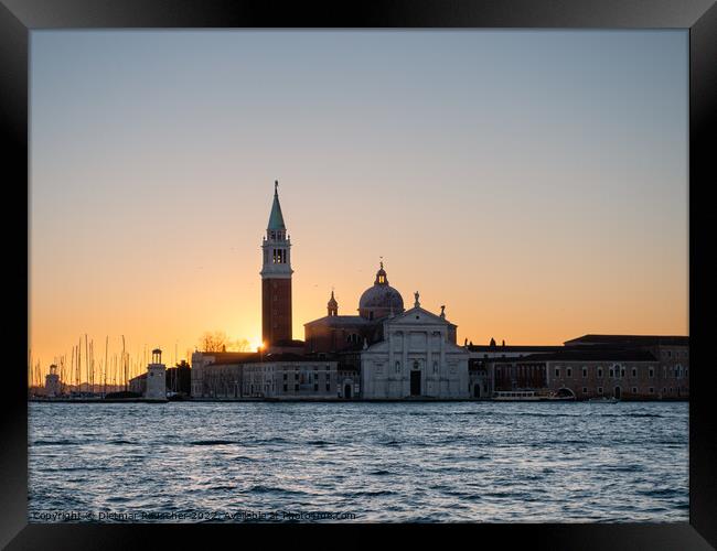 San Giorgio Maggiore Church at Sunrise in Venice Framed Print by Dietmar Rauscher