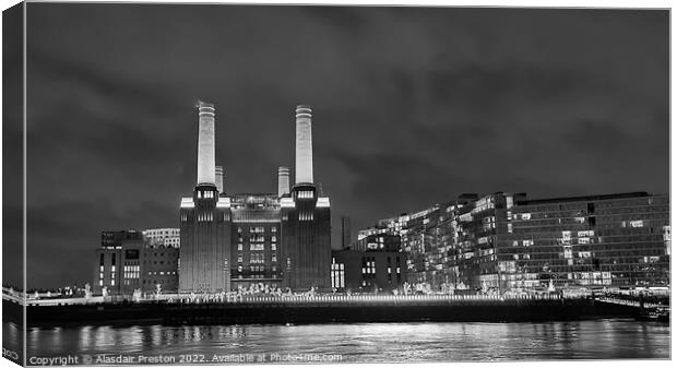 Battersea Power Station at night Canvas Print by Alasdair Preston