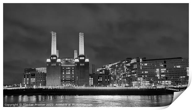 Battersea Power Station at night Print by Alasdair Preston
