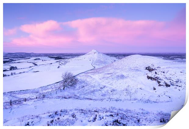 Path to Roseberry Topping in the snow Print by Kevin Winter