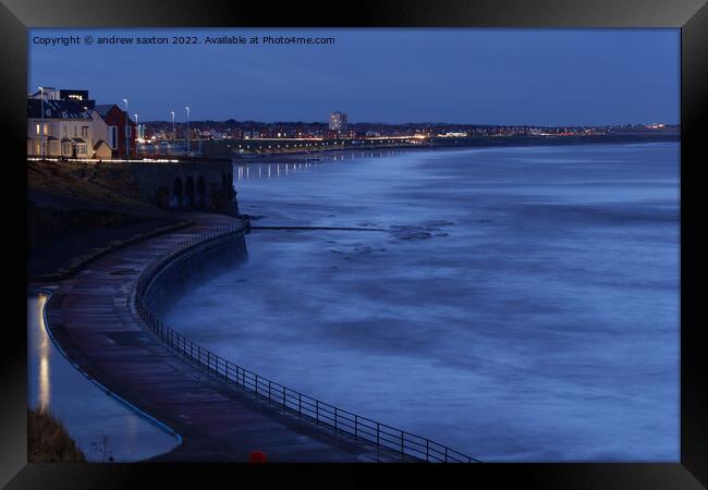 WHITLEY AT SEA Framed Print by andrew saxton