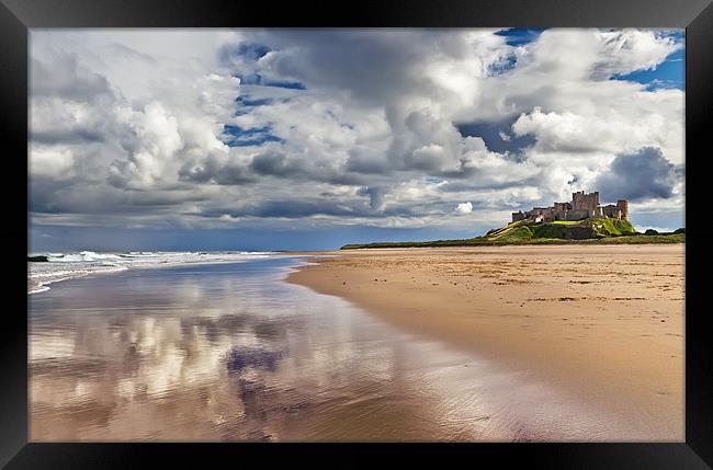 Bamburgh Castle and Beach Framed Print by Kevin Tate