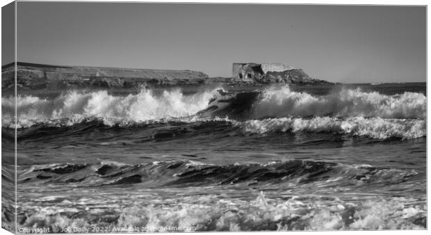 Rough Seas at Lunanbay Scotland Canvas Print by Joe Dailly