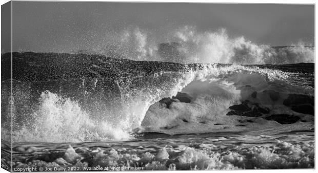 Rough Seas at Lunanbay Scotland Canvas Print by Joe Dailly