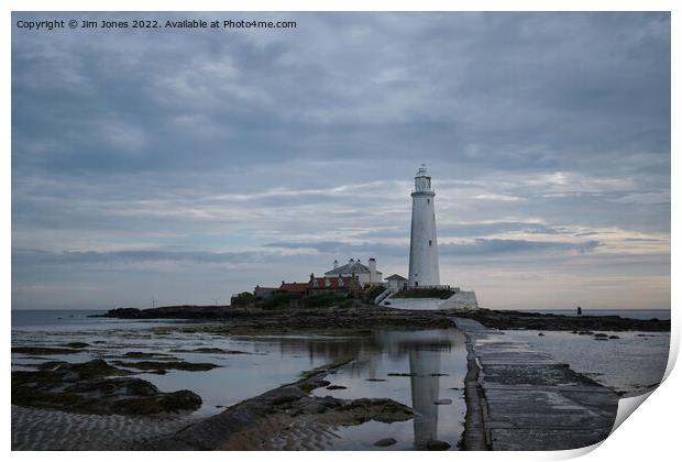 Calm morning at St Mary's Island Print by Jim Jones