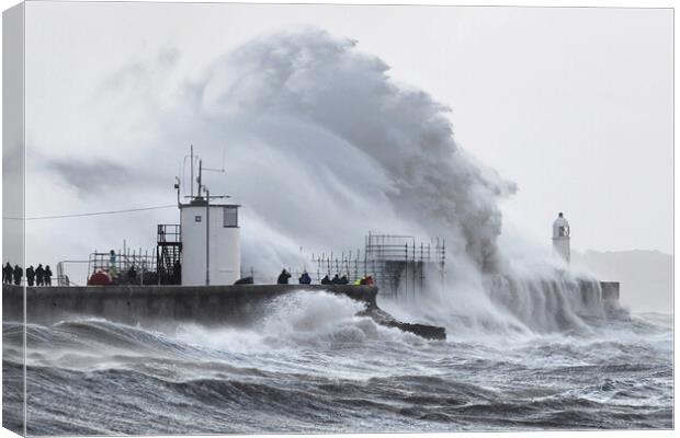 Storm Eunice at hightide, Porthcawl Canvas Print by Neil Holman