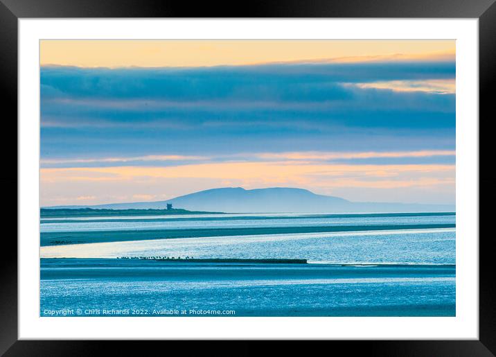 Dawn at Llansteffan Framed Mounted Print by Chris Richards