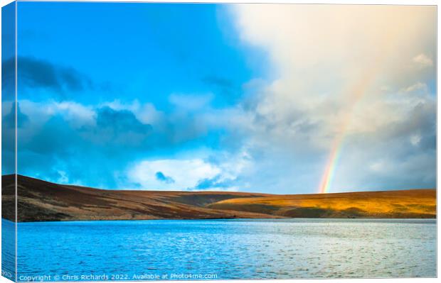 Rainbow at Upper Lliw Reservoir Canvas Print by Chris Richards