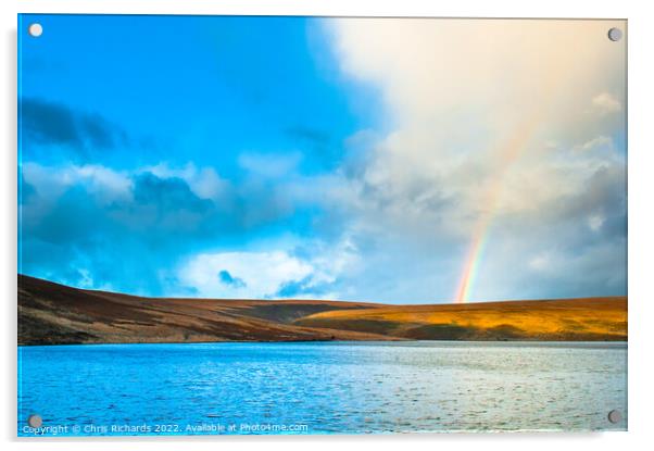 Rainbow at Upper Lliw Reservoir Acrylic by Chris Richards