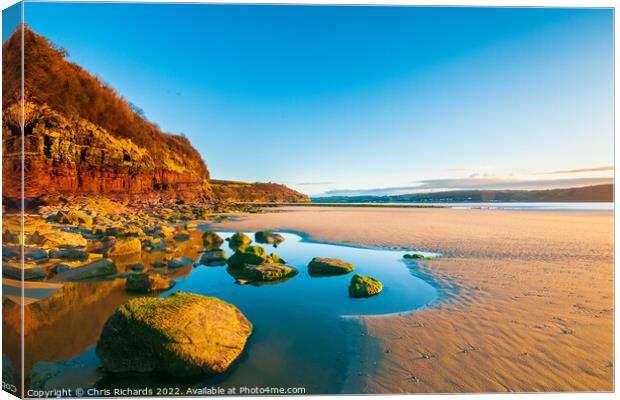 Llansteffan Beach Canvas Print by Chris Richards