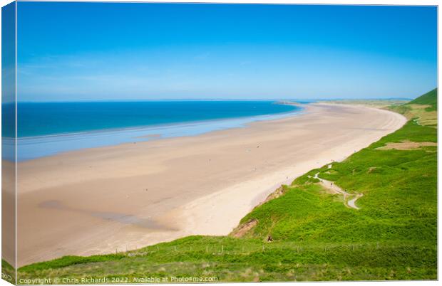 Rhossili Beach Canvas Print by Chris Richards