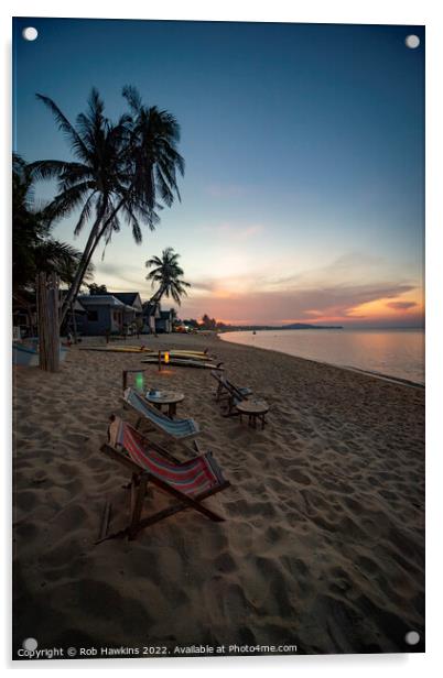 Ko Samui beach portrait Acrylic by Rob Hawkins