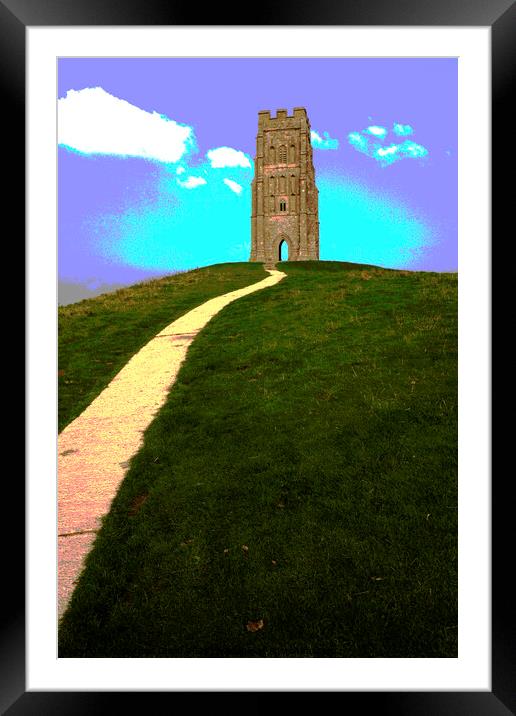 Posturized version of a path to Glastonbury Tor in Somerset Framed Mounted Print by Gordon Dixon