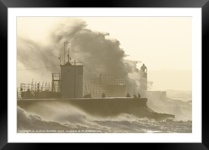 Storm Eunice at Porthcawl Framed Mounted Print by Andrew Bartlett
