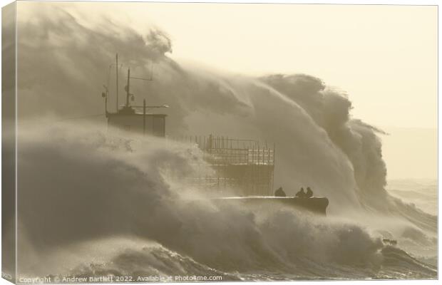Storm Eunice at Porthcawl Canvas Print by Andrew Bartlett