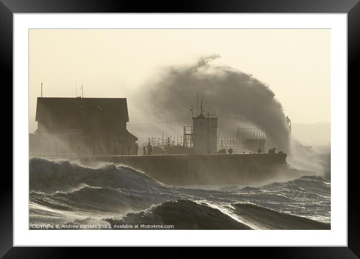 Storm Eunice at Porthcawl Framed Mounted Print by Andrew Bartlett