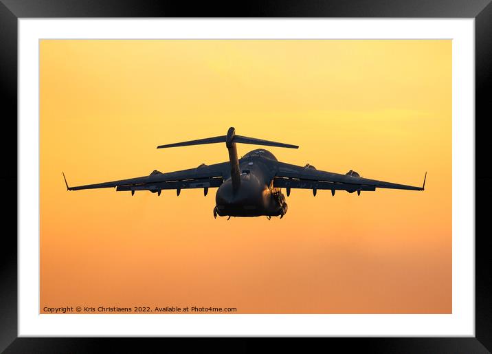 C-17 sunset take-off Framed Mounted Print by Kris Christiaens