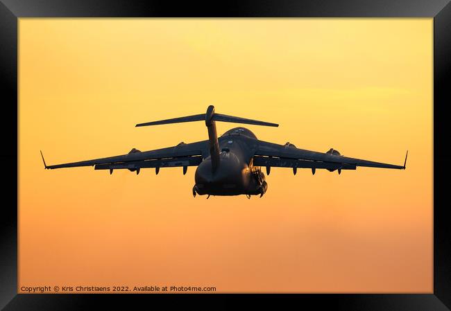 C-17 sunset take-off Framed Print by Kris Christiaens