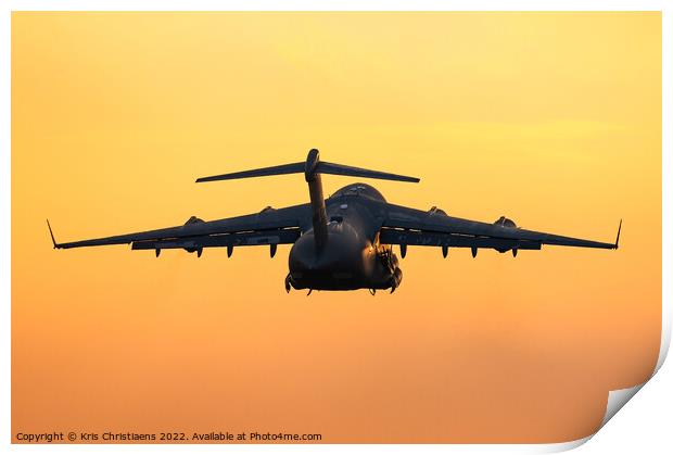 C-17 sunset take-off Print by Kris Christiaens