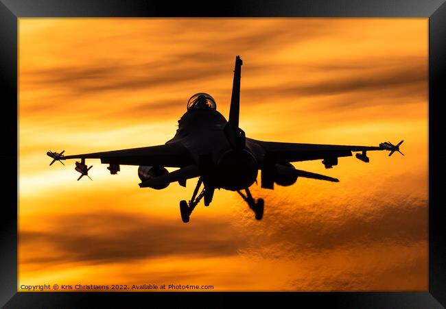 F-16 sunset landing Framed Print by Kris Christiaens