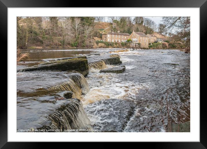 Demesnes Mill and the River Tees at Barnard Castle Framed Mounted Print by Richard Laidler