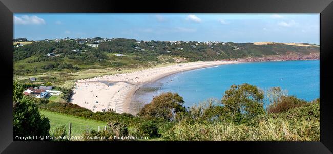 Summer at Freshwater Beach, Wales, Panorama  Framed Print by Mark Poley
