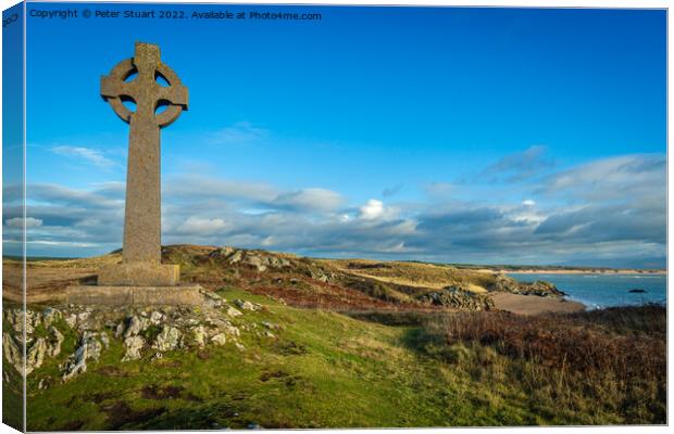 Celti Cross on the Isle of Anglesey Canvas Print by Peter Stuart