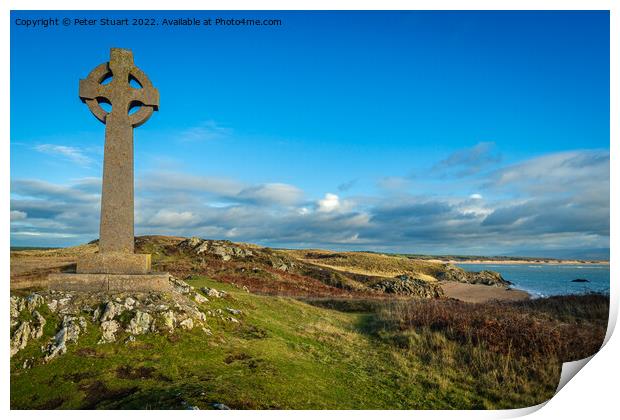 Celti Cross on the Isle of Anglesey Print by Peter Stuart