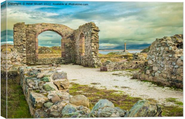Celtic Cross Llanddwyn Island Anglesey North Wales Canvas Print by Peter Stuart