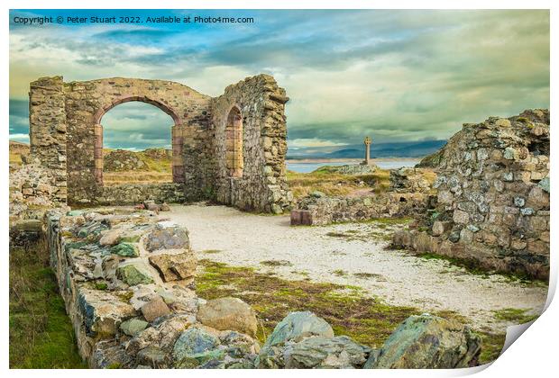 Celtic Cross Llanddwyn Island Anglesey North Wales Print by Peter Stuart