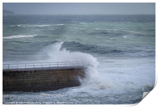 Storm Eunice, Porthleven, Cornwall, Seascape, England Print by Rika Hodgson