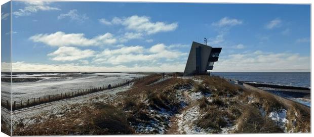 Rossall Point Watch Tower, Snow Canvas Print by Michele Davis