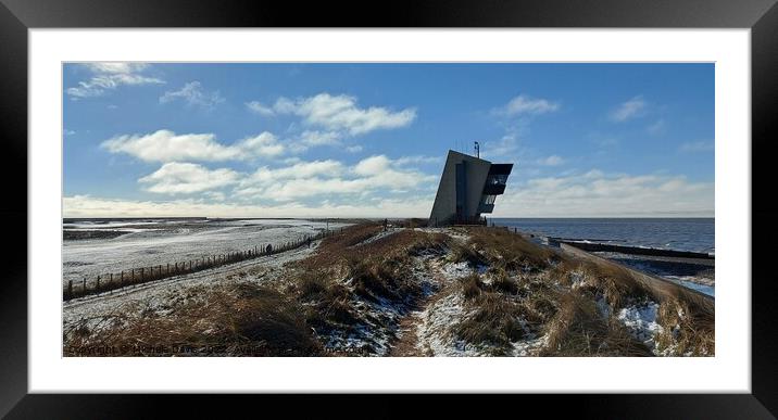 Rossall Point Watch Tower, Snow Framed Mounted Print by Michele Davis