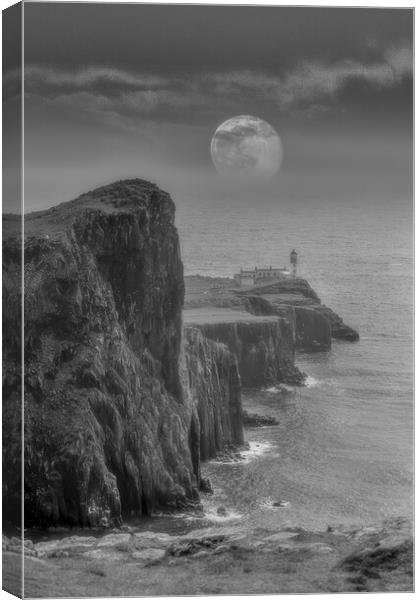 Neist Point Skye with Moon Canvas Print by Duncan Loraine