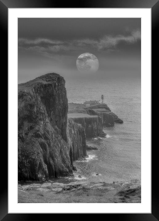 Neist Point Skye with Moon Framed Mounted Print by Duncan Loraine