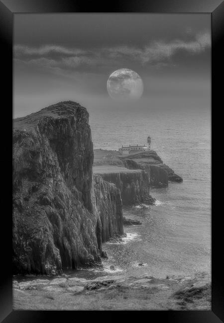 Neist Point Skye with Moon Framed Print by Duncan Loraine
