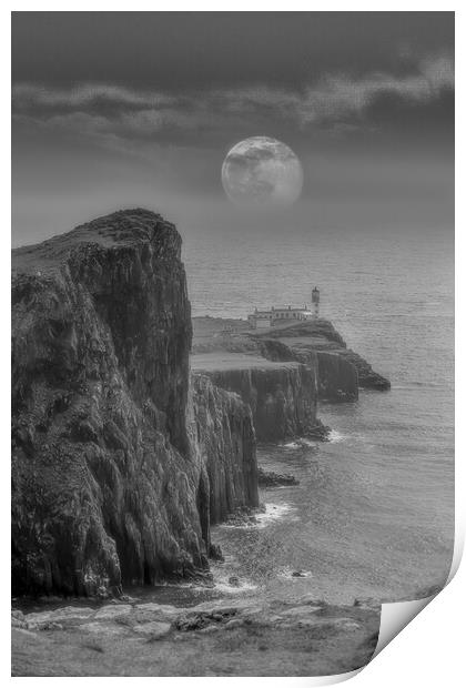 Neist Point Skye with Moon Print by Duncan Loraine