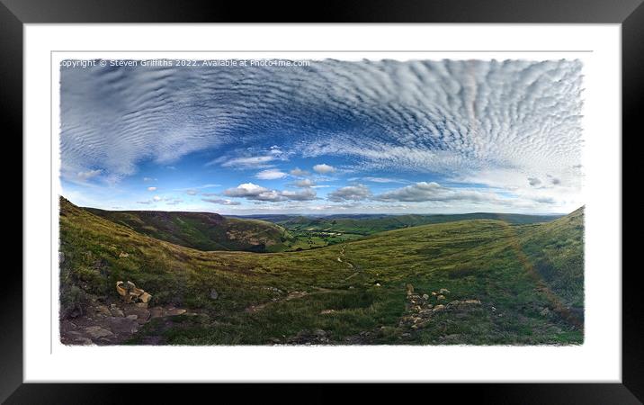 Edale & Hope Valley from Kinder Scout Framed Mounted Print by Steven Griffiths