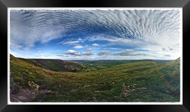 Edale & Hope Valley from Kinder Scout Framed Print by Steven Griffiths