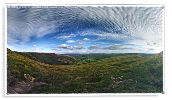 Edale & Hope Valley from Kinder Scout Acrylic by Steven Griffiths