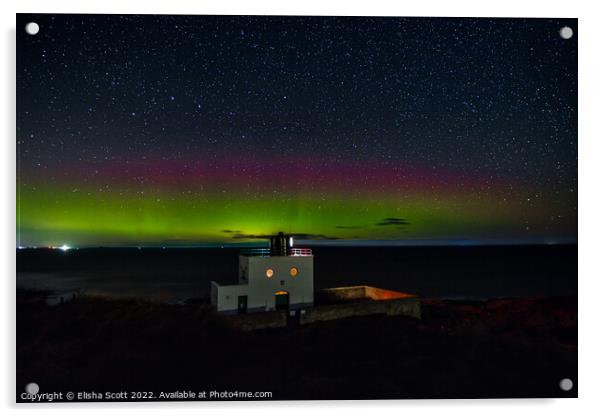 Northern Lights That Shocked The Lighthouse  Acrylic by Elisha Scott