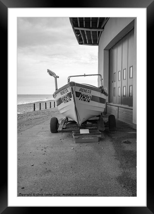 Fishing boat in Cromer, Norfolk coast Framed Mounted Print by Chris Yaxley