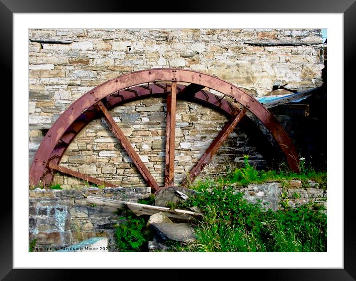 Rusted Waterwheel Framed Mounted Print by Stephanie Moore
