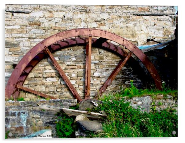 Rusted Waterwheel Acrylic by Stephanie Moore