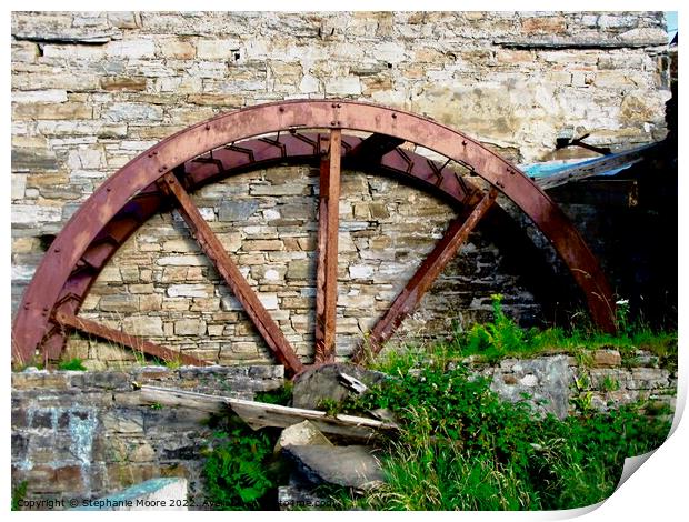 Rusted Waterwheel Print by Stephanie Moore