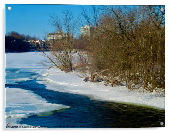 Melting ice in the Rideau River Acrylic by Stephanie Moore