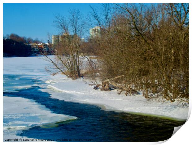 Melting ice in the Rideau River Print by Stephanie Moore