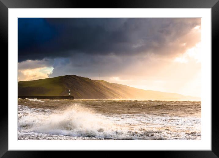 Rough Seas at Aberystwyth Framed Mounted Print by Chris Richards